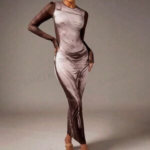 SHEIN long sleeve brown dress- size M